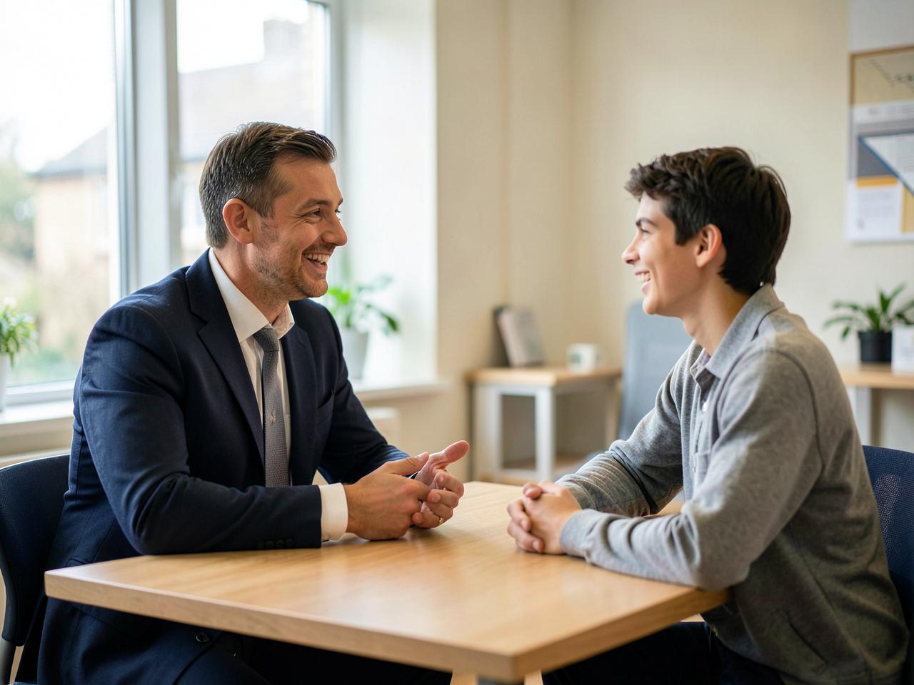 A senior professional mentoring a young programme participant